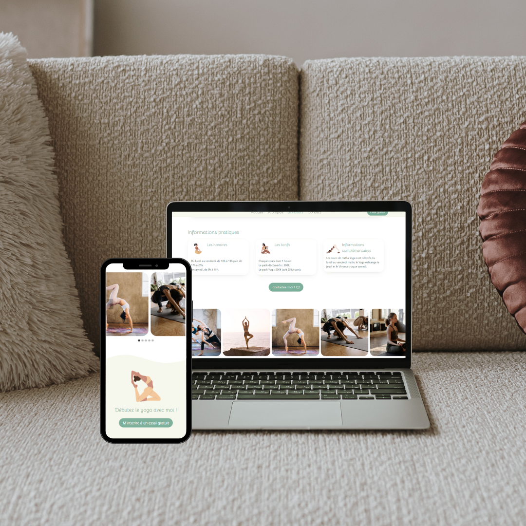 Exemple de création de site web vitrine pour un studio de Yoga -Template réutilisable