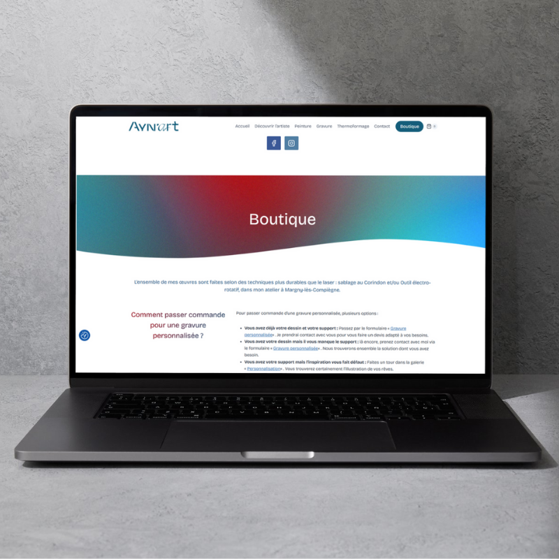 Site E-commerce WordPress réalisé pour Ayn'Art. A2lwebconception - Webmaster Mordelles